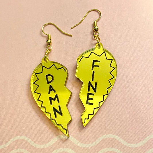 DAMN FINE - Gold - Acrylic Earrings