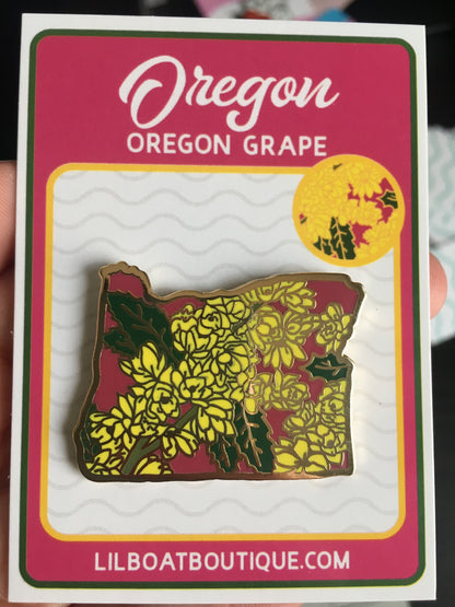 Oregon Grape Enamel Pin - State Flower Series - OR