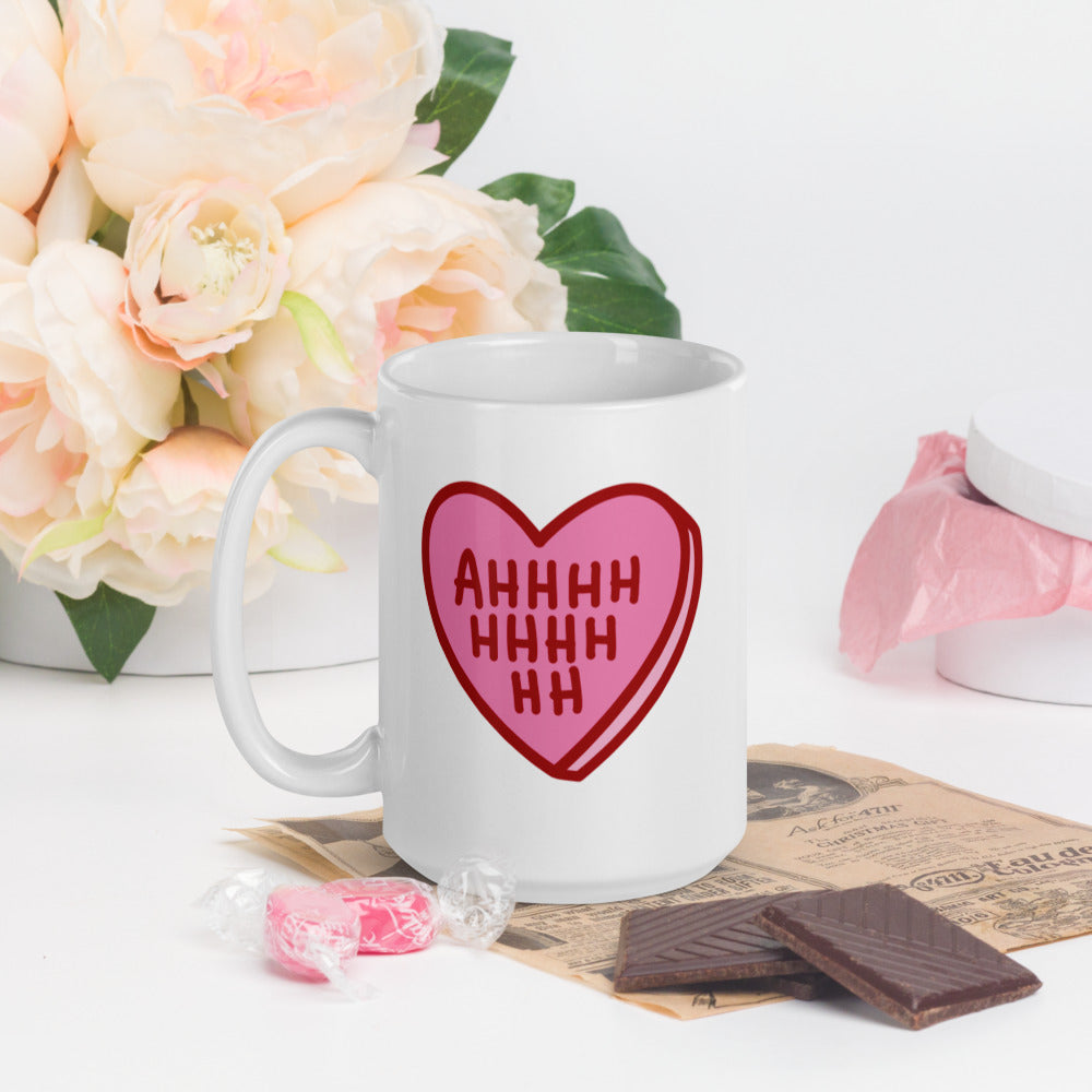 AHHHHHHHHHHH Candy Heart - White glossy mug 15oz - Righty and Lefty
