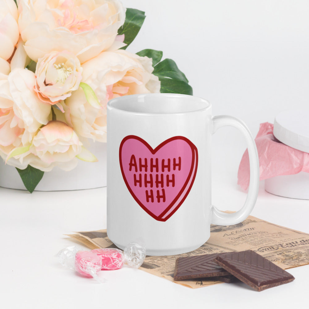 AHHHHHHHHHHH Candy Heart - White glossy mug 15oz - Righty and Lefty